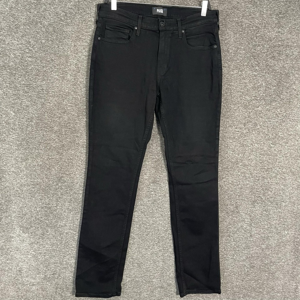 Paige Federal Jeans Mens 32x31 Black Slim Straight Stretch Denim Pants Casual